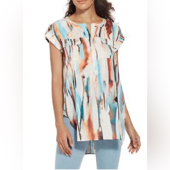 Lysse Tops - NWT [Lysse] Pastel Mandarin Neck Pocketed Split Hem Tunic Top Women’s Size XS